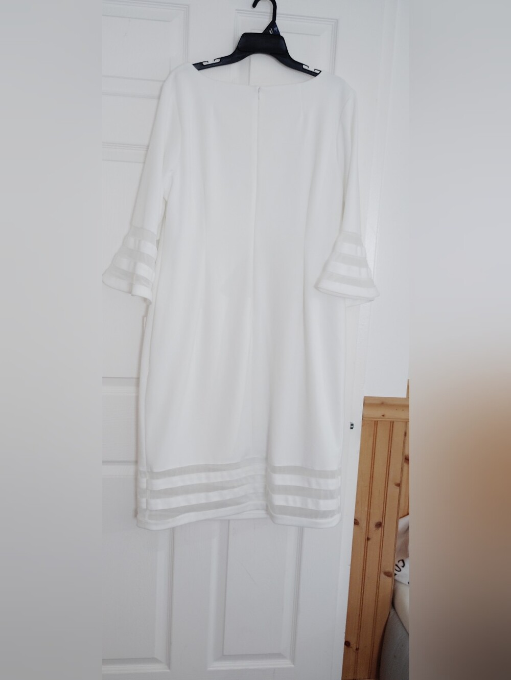 calvin klein illusion-trim sheath dress color white size 18 W. - Picture 3 of 10